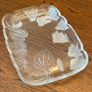 Vintage Crystal Clear Glass Serving Platter — “Casandra”